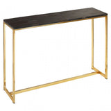 Artefacto Dark Petrified Wood Console Table, Iron, Petrified Wood, Black