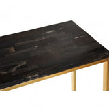 Artefacto Dark Petrified Wood Console Table, Iron, Petrified Wood, Black