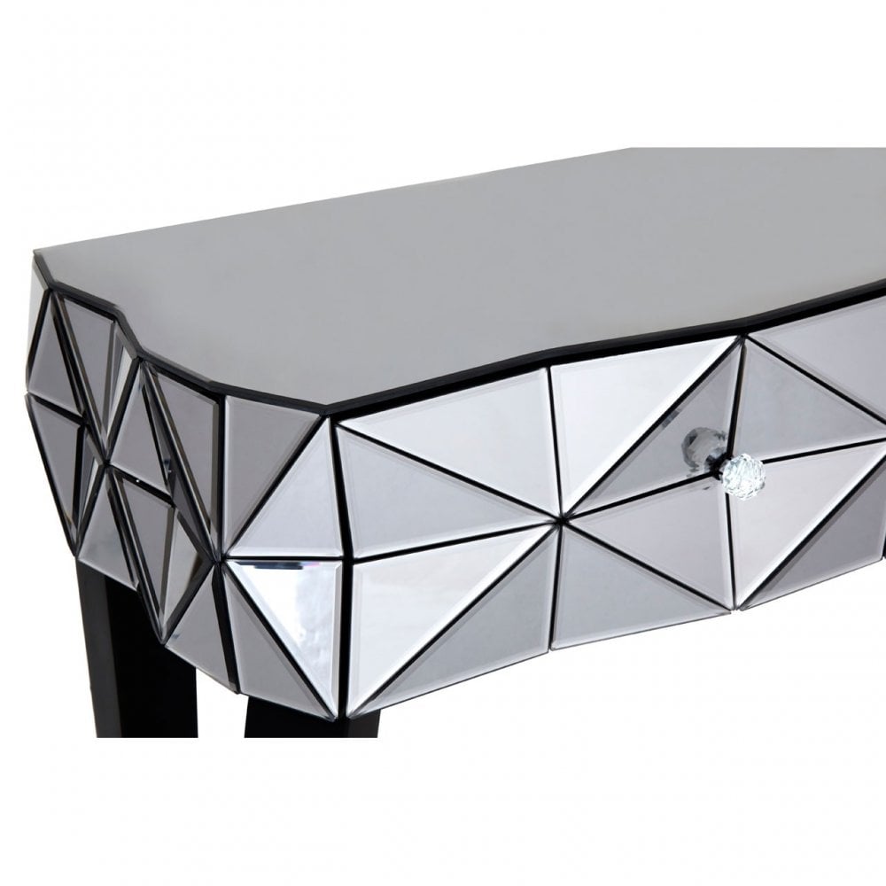 Soho Smoke Glass Console Table, Wood, Mirrored Glass, Wood, Silver
