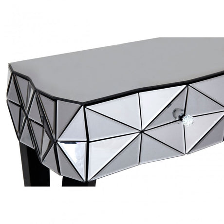 Soho Smoke Glass Console Table, Wood, Mirrored Glass, Wood, Silver