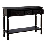 Legacy 3 Drawer Vintage Black Console Table, Wood, Black