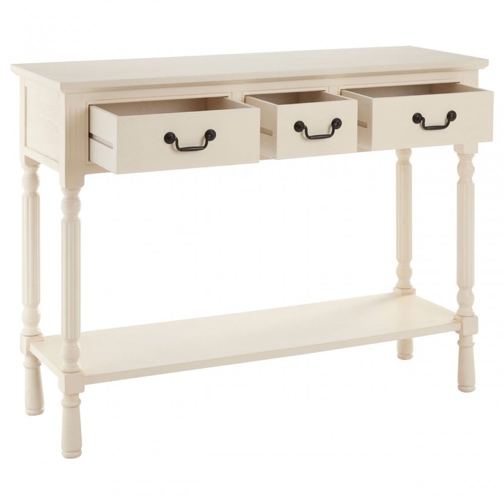 Legacy 3 Drawer Vintage Black Cream Table, Wood, White