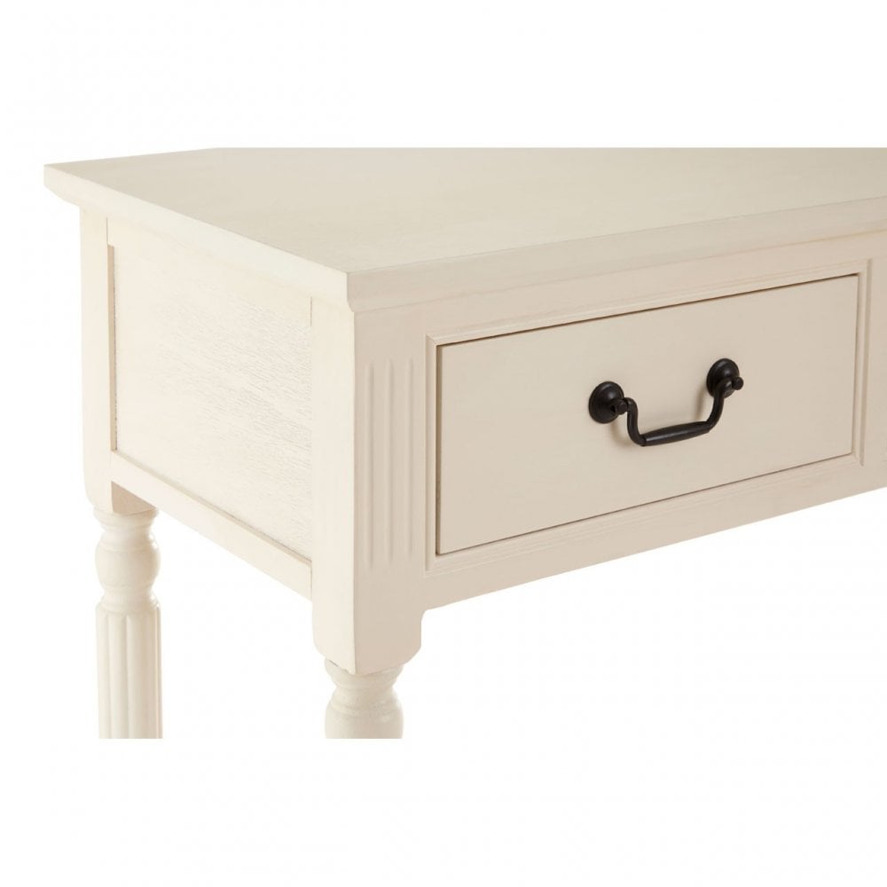 Legacy 3 Drawer Vintage Black Cream Table, Wood, White