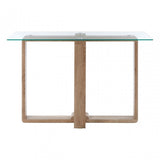 Barton Console Table, Wood, Tempered Glass, Natural