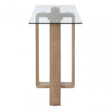 Barton Console Table, Wood, Tempered Glass, Natural