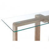 Barton Console Table, Wood, Tempered Glass, Natural