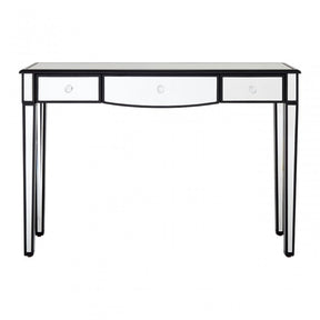 Graciela Console Table with Mirrored Frame, Crystal Mirror, Pine Wood, Silver