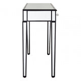 Graciela Console Table with Mirrored Frame, Crystal Mirror, Pine Wood, Silver