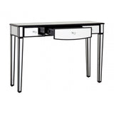 Graciela Console Table with Mirrored Frame, Crystal Mirror, Pine Wood, Silver