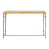 Camperian Rectangular Console Table, Marble, Stainless Steel, White