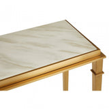 Camperian Rectangular Console Table, Marble, Stainless Steel, White