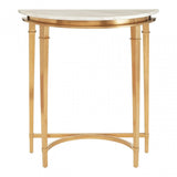 Camperian Half Moon Console Table, Marble, Stainless Steel, Gold