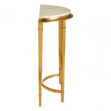 Camperian Half Moon Console Table, Marble, Stainless Steel, Gold
