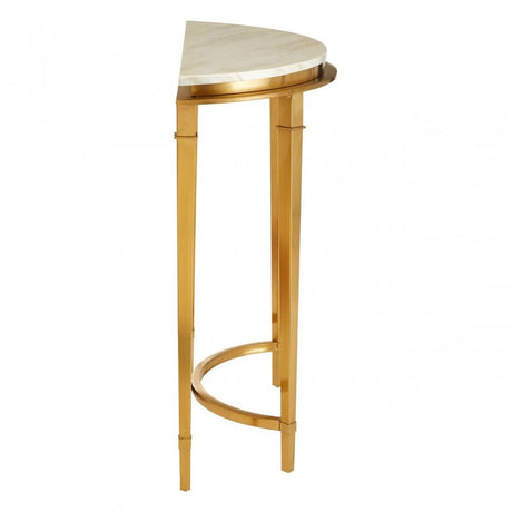Camperian Half Moon Console Table, Marble, Stainless Steel, Gold