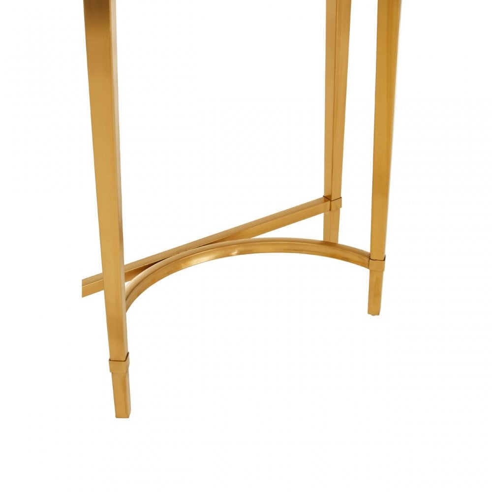 Camperian Half Moon Console Table, Marble, Stainless Steel, Gold