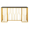 Camperian Hexagonal Console Table, Stainless Steel, Glass, Black