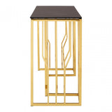 Camperian Hexagonal Console Table, Stainless Steel, Glass, Black