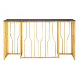 Camperian Hexagonal Console Table, Stainless Steel, Glass, Black