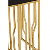 Camperian Hexagonal Console Table, Stainless Steel, Glass, Black