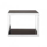 Pantino Square Coffee Table, Stainless Steel, Glass, Black