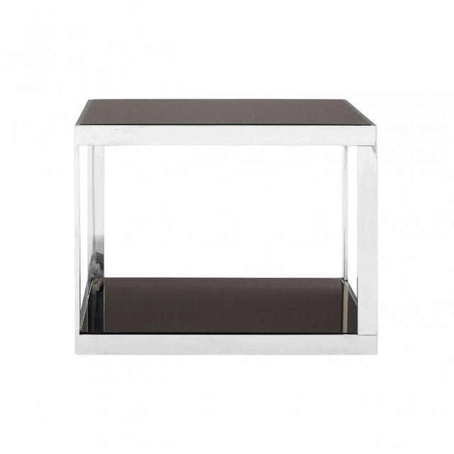 Pantino Square Coffee Table, Stainless Steel, Glass, Black