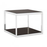 Pantino Square Coffee Table, Stainless Steel, Glass, Black