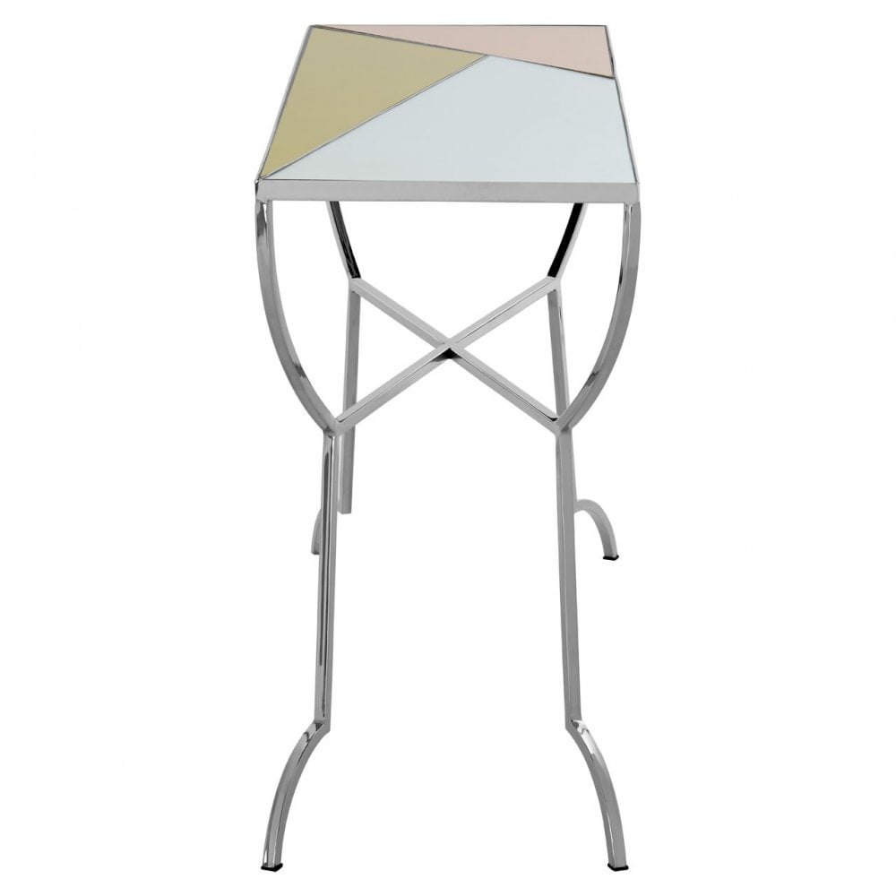 Sudia Console Table, Mirrored Glass, Stainless Steel