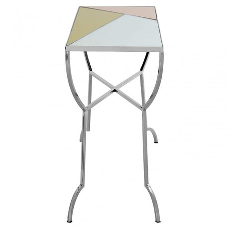 Sudia Console Table, Mirrored Glass, Stainless Steel