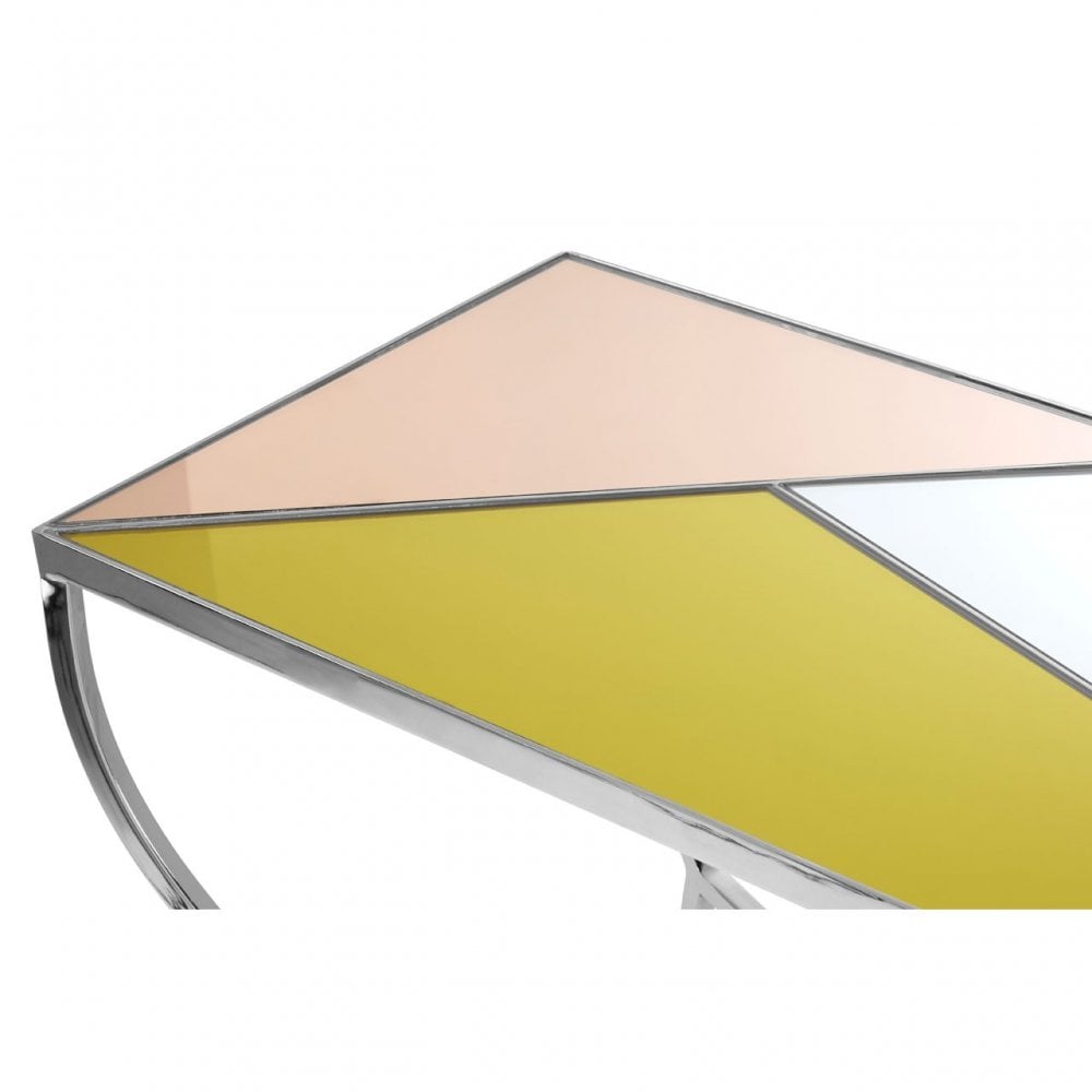 Sudia Console Table, Mirrored Glass, Stainless Steel