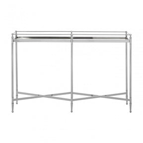 Zach Console Table, Aluminium, Brass, Mirrored Glass, Stainless Steel, Silver
