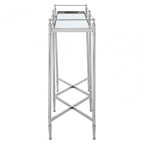 Zach Console Table, Aluminium, Brass, Mirrored Glass, Stainless Steel, Silver