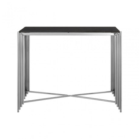 Clarice Console Table, Granite, Stainless Steel, Black