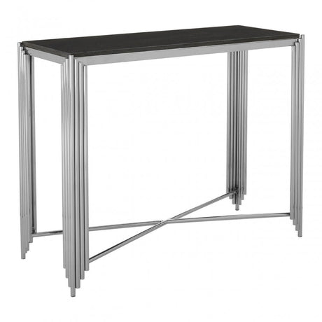 Clarice Console Table, Granite, Stainless Steel, Black