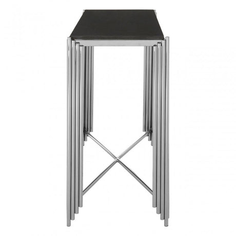 Clarice Console Table, Granite, Stainless Steel, Black