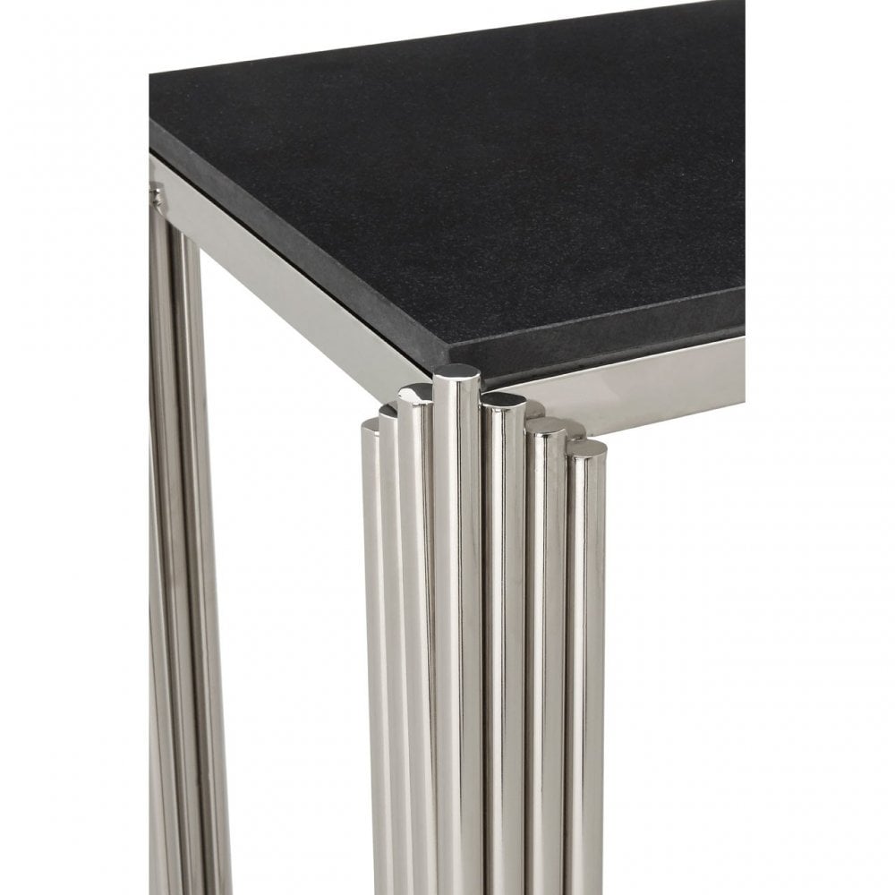 Clarice Console Table, Granite, Stainless Steel, Black