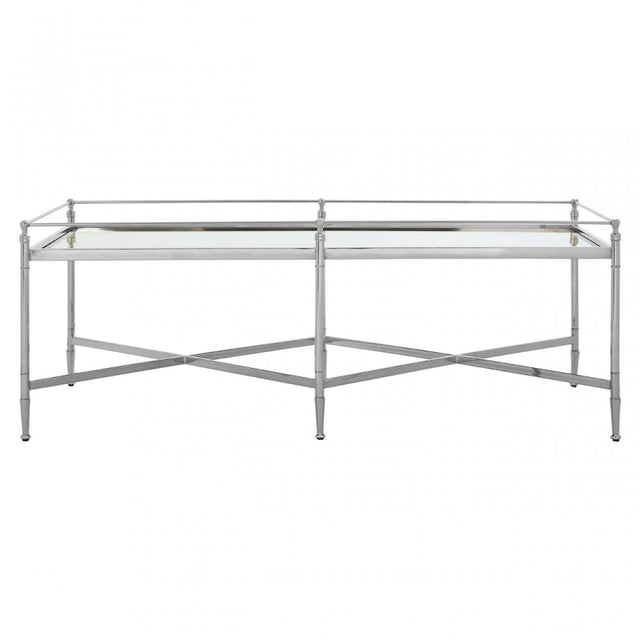 Zach Coffee Table, Aluminium, Brass, Mirrored Glass, Stainless Steel, Silver