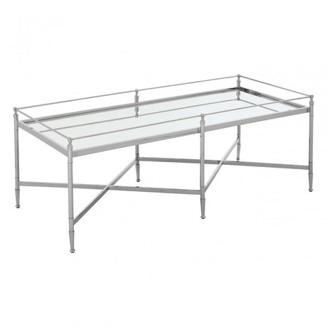 Zach Coffee Table, Aluminium, Brass, Mirrored Glass, Stainless Steel, Silver