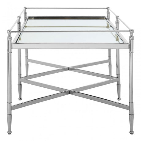 Zach Coffee Table, Aluminium, Brass, Mirrored Glass, Stainless Steel, Silver
