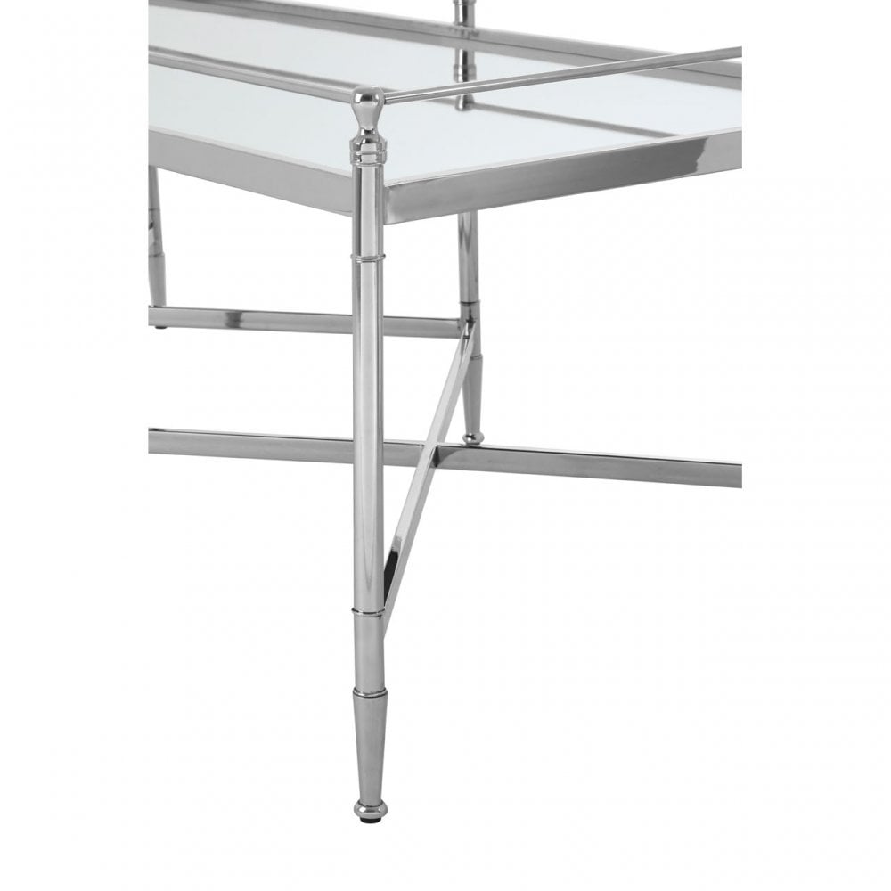 Zach Coffee Table, Aluminium, Brass, Mirrored Glass, Stainless Steel, Silver