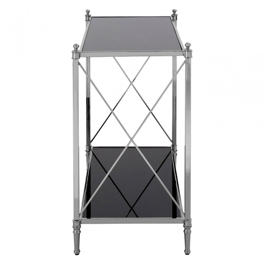 Hoffmann Console Table, Aluminium, Mirrored Glass, Stainless Steel, Black