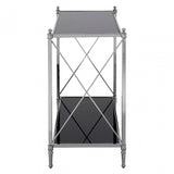 Hoffmann Console Table, Aluminium, Mirrored Glass, Stainless Steel, Black