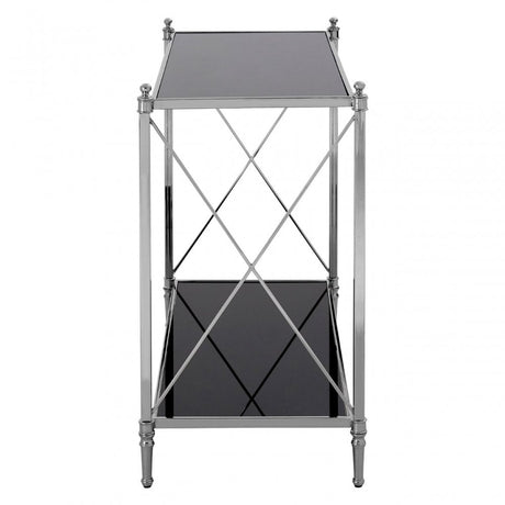 Hoffmann Console Table, Aluminium, Mirrored Glass, Stainless Steel, Black