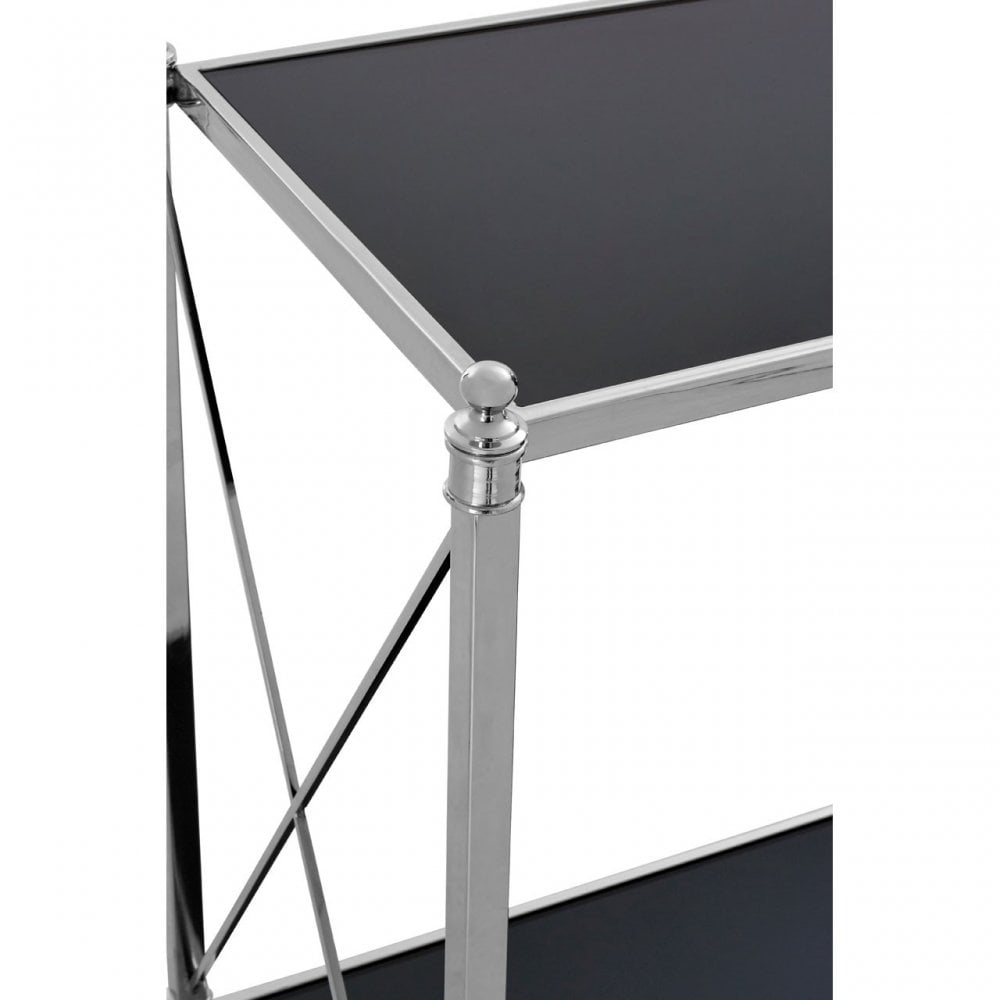 Hoffmann Console Table, Aluminium, Mirrored Glass, Stainless Steel, Black