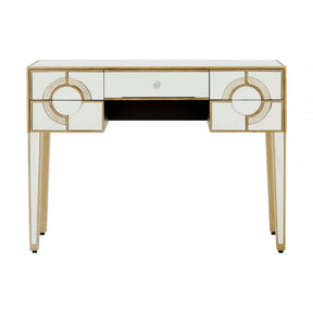 Knigh Console Table, Wood, Mirrored Glass, Silver