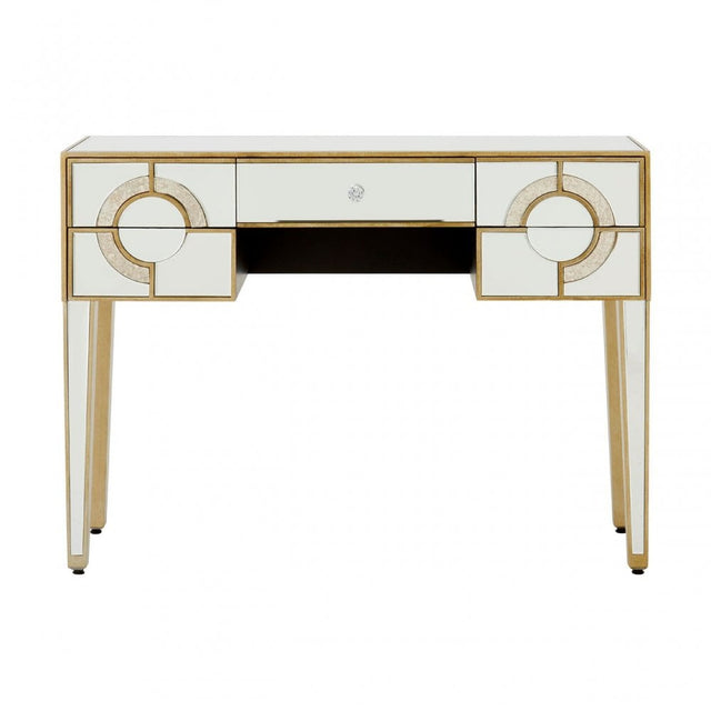 Knigh Console Table, Wood, Mirrored Glass, Silver