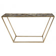Vita Console Table with Black Agate Top, Steel, Stone, Gold
