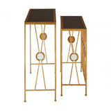 Faiza Set of 2 Rectangular Console Tables, Glass, Black