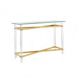 Kirsti Console Table, Steel, Tempered Glass, Clear