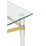 Kirsti Console Table, Steel, Tempered Glass, Clear