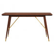 Kenso Console Table, Brass, Leather, Walnut Wood, Brass